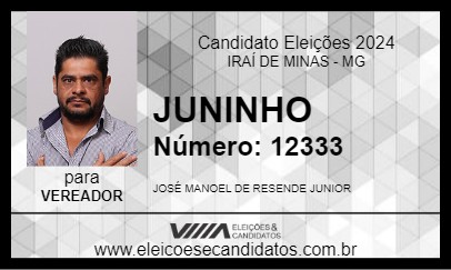 Candidato JUNINHO 2024 - IRAÍ DE MINAS - Eleições