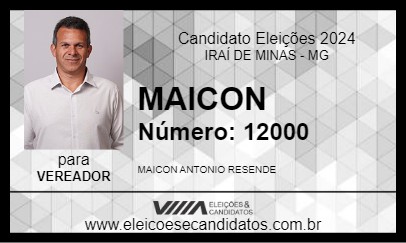 Candidato MAICON 2024 - IRAÍ DE MINAS - Eleições