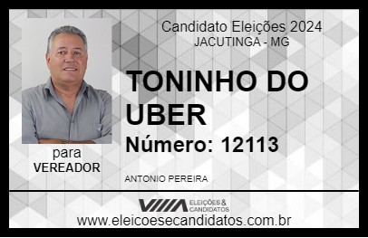 Candidato TONINHO DO UBER 2024 - JACUTINGA - Eleições