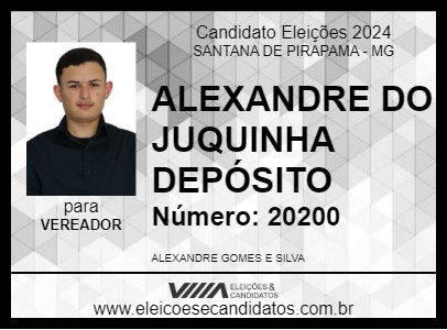 Candidato ALEXANDRE DO JUQUINHA DEPÓSITO 2024 - SANTANA DE PIRAPAMA - Eleições