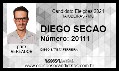 Candidato DIEGO SECAO 2024 - TAIOBEIRAS - Eleições