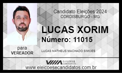 Candidato LUCAS XORIM 2024 - CORDISBURGO - Eleições