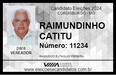 Candidato RAIMUNDINHO CATITU 2024 - CORDISBURGO - Eleições