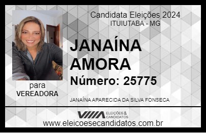 Candidato JANAÍNA AMORA 2024 - ITUIUTABA - Eleições