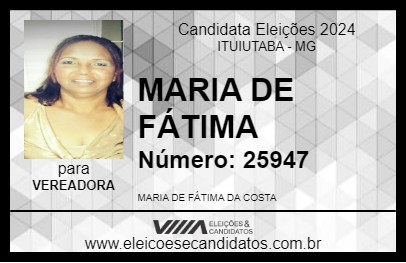 Candidato MARIA DE FÁTIMA 2024 - ITUIUTABA - Eleições