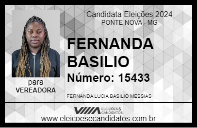 Candidato FERNANDA BASILIO 2024 - PONTE NOVA - Eleições