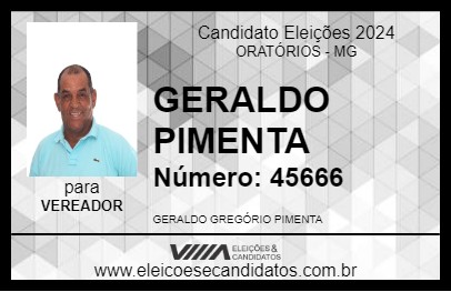 Candidato GERALDO PIMENTA 2024 - ORATÓRIOS - Eleições