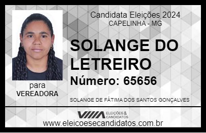 Candidato SOLANGE DO LETREIRO 2024 - CAPELINHA - Eleições