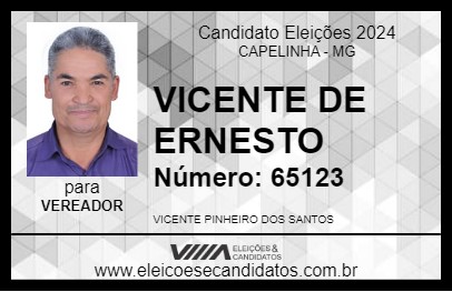 Candidato VICENTE DE ERNESTO 2024 - CAPELINHA - Eleições