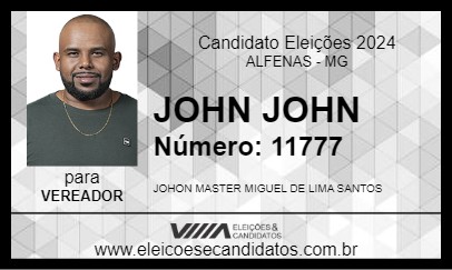 Candidato JOHN JOHN 2024 - ALFENAS - Eleições