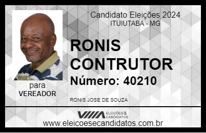 Candidato RONIS CONTRUTOR 2024 - ITUIUTABA - Eleições