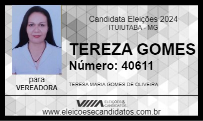 Candidato TEREZA GOMES 2024 - ITUIUTABA - Eleições