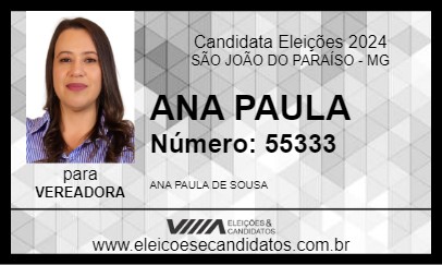 Candidato ANA PAULA 2024 - SÃO JOÃO DO PARAÍSO - Eleições