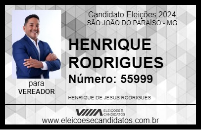 Candidato HENRIQUE RODRIGUES 2024 - SÃO JOÃO DO PARAÍSO - Eleições