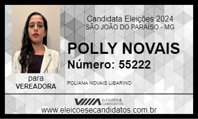 Candidato POLLY NOVAIS 2024 - SÃO JOÃO DO PARAÍSO - Eleições