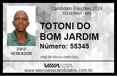 Candidato TOTONI DO BOM JARDIM 2024 - TEIXEIRAS - Eleições