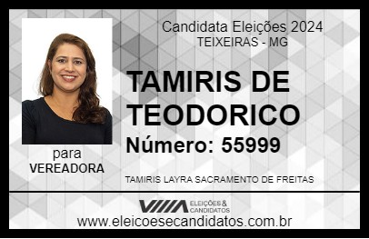 Candidato TAMIRIS DE TEODORICO 2024 - TEIXEIRAS - Eleições