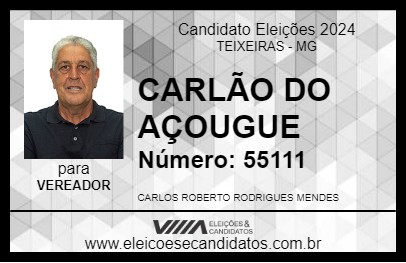 Candidato CARLÃO DO AÇOUGUE 2024 - TEIXEIRAS - Eleições