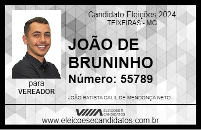 Candidato JOÃO DE BRUNINHO 2024 - TEIXEIRAS - Eleições