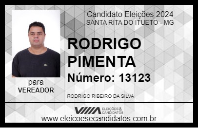 Candidato RODRIGO RIBEIRO 2024 - SANTA RITA DO ITUETO - Eleições