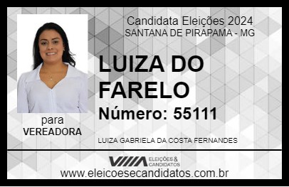 Candidato LUIZA DO FARELO 2024 - SANTANA DE PIRAPAMA - Eleições