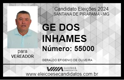 Candidato GE DOS INHAMES 2024 - SANTANA DE PIRAPAMA - Eleições