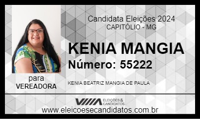 Candidato KENIA MANGIA 2024 - CAPITÓLIO - Eleições