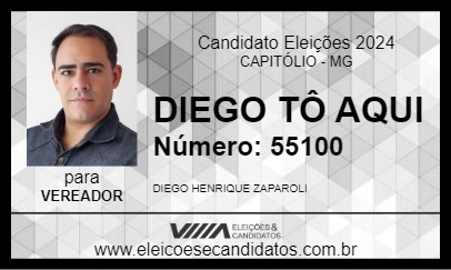 Candidato DIEGO TÔ AQUI 2024 - CAPITÓLIO - Eleições