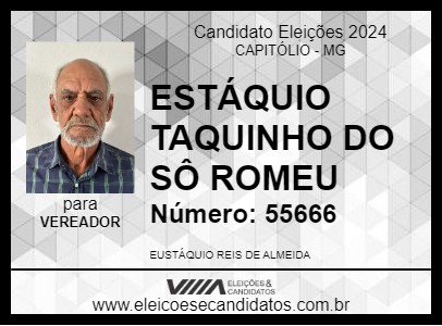 Candidato ESTÁQUIO TAQUINHO DO SÔ ROMEU 2024 - CAPITÓLIO - Eleições