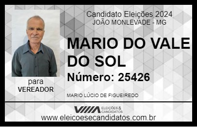 Candidato MARIO DO VALE DO SOL 2024 - JOÃO MONLEVADE - Eleições