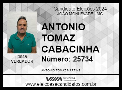 Candidato ANTONIO TOMAZ CABACINHA 2024 - JOÃO MONLEVADE - Eleições