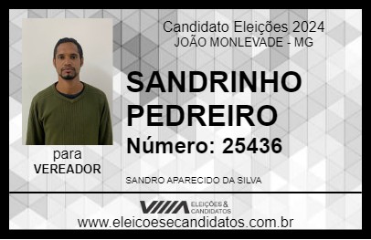 Candidato SANDRINHO PEDREIRO 2024 - JOÃO MONLEVADE - Eleições