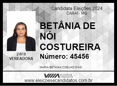 Candidato BETÂNIA DE NÓI COSTUREIRA 2024 - CARAÍ - Eleições