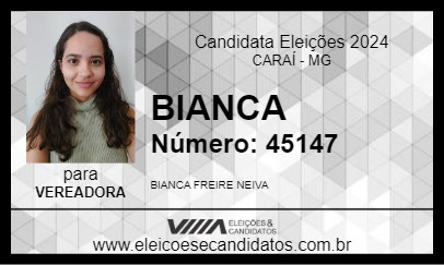 Candidato BIANCA 2024 - CARAÍ - Eleições