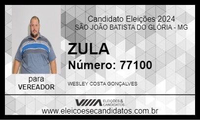 Candidato ZULA 2024 - SÃO JOÃO BATISTA DO GLÓRIA - Eleições