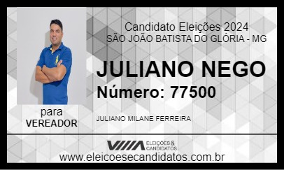 Candidato JULIANO NEGO 2024 - SÃO JOÃO BATISTA DO GLÓRIA - Eleições