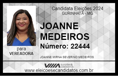 Candidato JOANNE MEDEIROS 2024 - GURINHATÃ - Eleições