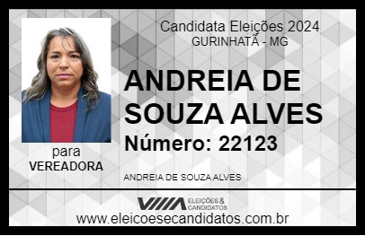 Candidato ANDREIA DE SOUZA ALVES 2024 - GURINHATÃ - Eleições