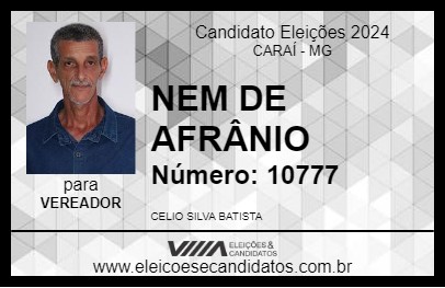 Candidato NEM DE AFRÂNIO 2024 - CARAÍ - Eleições