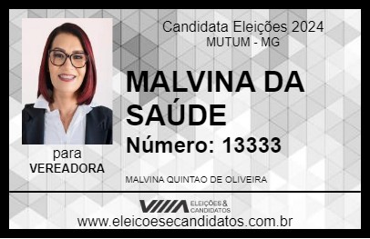 Candidato MALVINA DA SAÚDE 2024 - MUTUM - Eleições