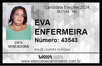 Candidato EVA ENFERMEIRA 2024 - MUTUM - Eleições