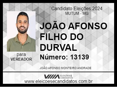 Candidato JOÃO AFONSO  FILHO DO DURVAL 2024 - MUTUM - Eleições