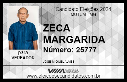 Candidato ZECA MARGARIDA 2024 - MUTUM - Eleições