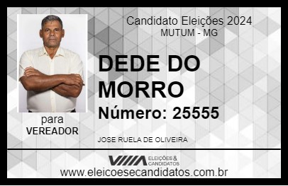 Candidato DEDE DO MORRO 2024 - MUTUM - Eleições