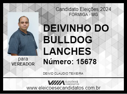 Candidato DEIVINHO DO BULLDOG LANCHES 2024 - FORMIGA - Eleições