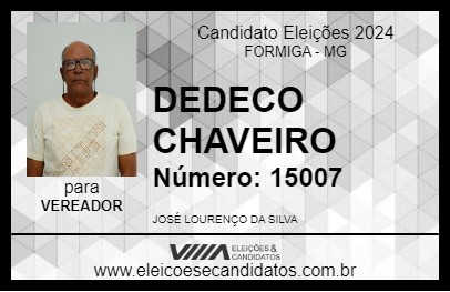 Candidato DEDECO CHAVEIRO 2024 - FORMIGA - Eleições