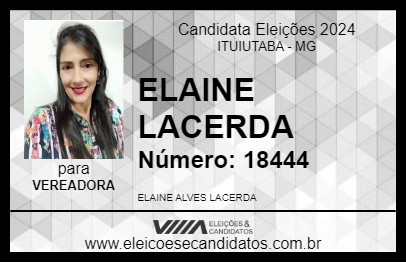 Candidato ELAINE LACERDA 2024 - ITUIUTABA - Eleições