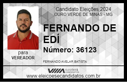 Candidato FERNANDO DE EDÍ 2024 - OURO VERDE DE MINAS - Eleições