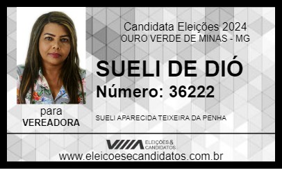 Candidato SUELI DE DIÓ 2024 - OURO VERDE DE MINAS - Eleições