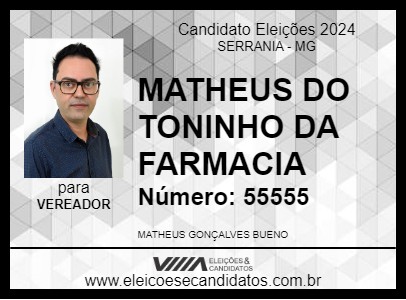 Candidato MATHEUS DO TONINHO DA FARMACIA 2024 - SERRANIA - Eleições